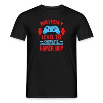 Sixteen 16yr BDay Son Boy Funny Gamer - Men's T-Shirt - black - Front - AI Model Male 178 light (178cm)