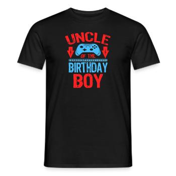 Gaming Bday Uncle Of the Birthday Boy - Men's T-Shirt - black - Front - AI Model Male 178 light (178cm)