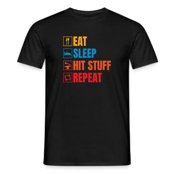 Eat Sleep Hit Stuff Repeat Metalsmith Gift Idea - Men's T-Shirt - black - Front - AI Model Male 178 light (178cm)
