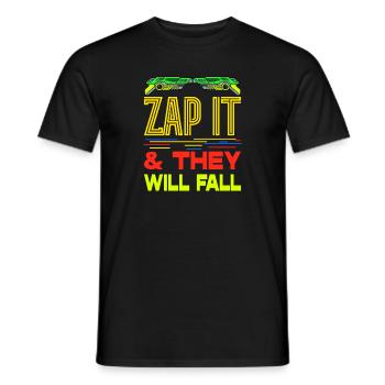 Zap It & They Will Fall Laser Tag Player Gifts - Men's T-Shirt - black - Front - AI Model Male 178 light (178cm)
