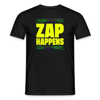 Zap Happens Laser Tag Player Funny Gift Idea - Men's T-Shirt - black - Front - AI Model Male 178 light (178cm)