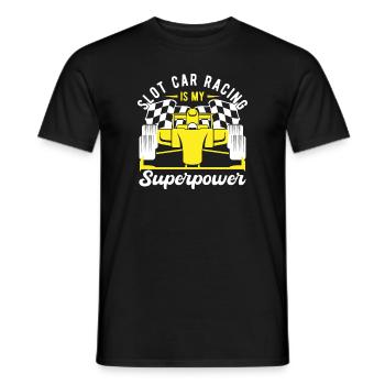 La course de voitures de circuit est mon superpouvoir Slotrace Cadeaux - T-shirt homme - noir - Devant - AI Model Male 178 light (178cm)