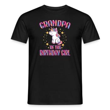 Grandpa Of the Birthday Girl Unicorn Family Party - Men's T-Shirt - black - Front - AI Model Male 178 light (178cm)