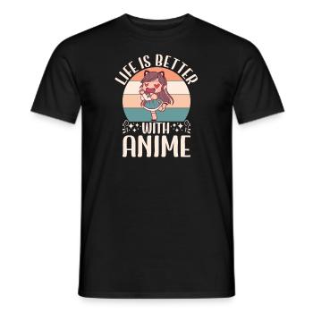 Cute Japanese Manga Women Girls Gift Otaku Kawaii - Männer T-Shirt - Schwarz - Vorne - AI Model Male 178 light (178cm)