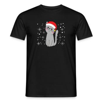 Chat avec chapeau de Noël chats amant idée cadeau - T-shirt homme - noir - Devant - AI Model Male 178 light (178cm)