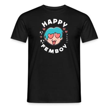 Happy Femboy Japanese Anime Manga Otaku Gifts - Männer T-Shirt - Schwarz - Vorne - AI Model Male 178 light (178cm)