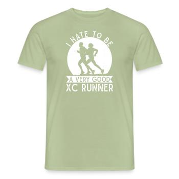 Design de coureur de cross-country - Entraîneur XC - Course à pied - T-shirt homme - vert sauge - Devant - AI Model Male 178 light (178cm)