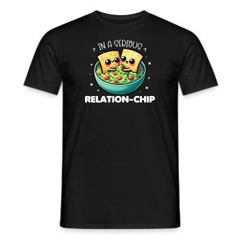 In A Serious Relation-Chip Funny Puns Valentine - Men's T-Shirt - black - Front - AI Model Male 178 light (178cm)
