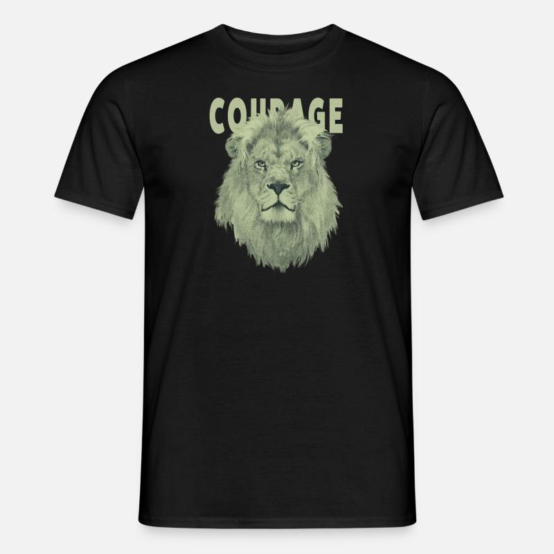 Lion Courage Design with Halftone Effect - Men’s T-shirt - black