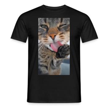 Cleaning Cat - Männer T-Shirt - Schwarz - Vorne - AI Model Male 178 light (178cm)