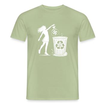 gegen nazis - Gegen Rechts - fck nzs - Men's T-Shirt - sage - Front - AI Model Male 178 light (178cm)