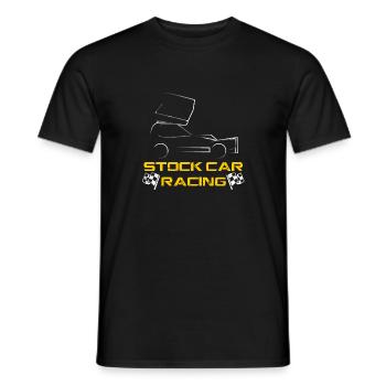 Voiture de course BRISCA Stock Car avec drapeaux à damiers - T-shirt homme - noir - Devant - AI Model Male 178 light (178cm)