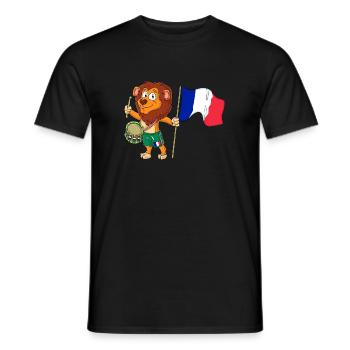 Löwe mit der Frankreich Fahne - Männer T-Shirt - Schwarz - Vorne - AI Model Male 178 light (178cm)