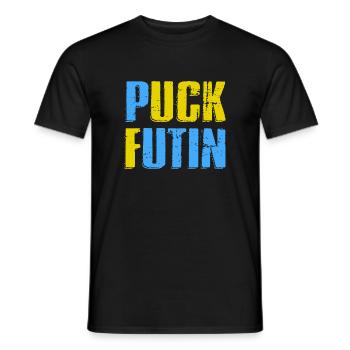 Ukraine | | Puck Futin Fuck Poutine | Anti Poutine - T-shirt homme - noir - Devant - AI Model Male 178 light (178cm)