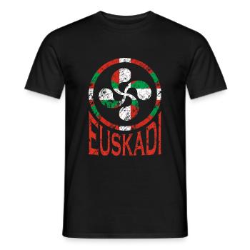 Flagge von Euskadi. Lauburu Baskenland. Ikurriña - Männer T-Shirt - Schwarz - Vorne - AI Model Male 178 light (178cm)