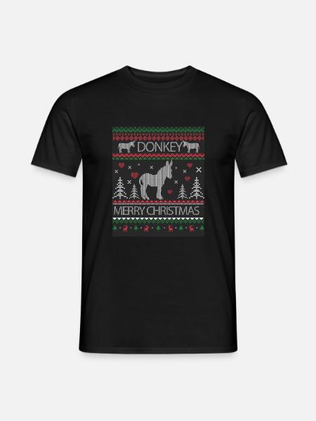 Donkey Ugly Sweater Christmas Holiday Winter - Men's T-Shirt - black