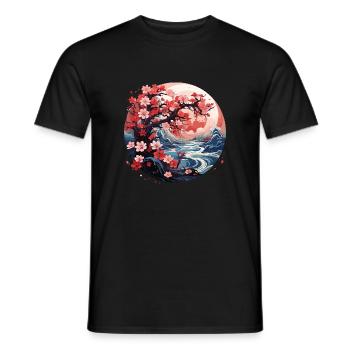 Kirschblüte Japanisch Berg Flusslandschaft - Männer T-Shirt - Schwarz - Vorne - AI Model Male 178 light (178cm)
