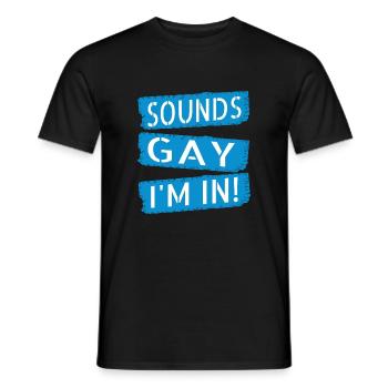present bday funny rainbow gay gift idea joke - Men's T-Shirt - black - Front - AI Model Male 178 light (178cm)