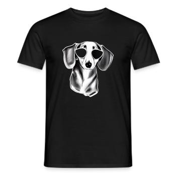 Chien teckel avec lunettes de soleil motif cool 7 - T-shirt homme - noir - Devant - AI Model Male 178 light (178cm)