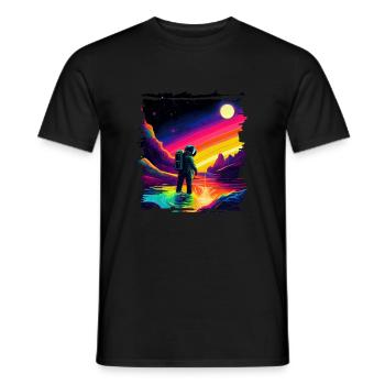 Outer Space Art Aquarelle Dégoulinant Spaceman - T-shirt homme - noir - Devant - AI Model Male 178 light (178cm)
