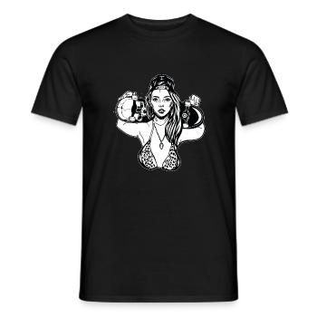 Skatergirl // Illustration - Männer T-Shirt - Schwarz - Vorne - AI Model Male 178 light (178cm)