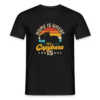 Home Is Where My Capybara Is Capibara Owner Mammal - Men's T-Shirt - black - Front - AI Model Male 178 light (178cm)
