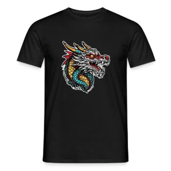 dragon asiatique - japon - chinois - T-shirt homme - noir - Devant - AI Model Male 178 light (178cm)