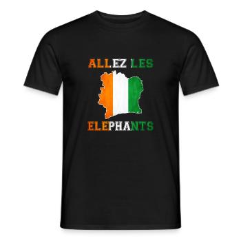 Allez LES Éléphant Maillot de Pied Côte d'Ivoire - T-shirt homme - noir - Devant - AI Model Male 178 light (178cm)
