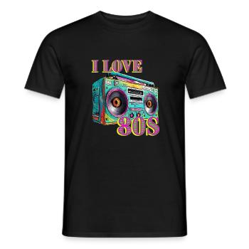 80 ' s Party Outfit Costume rétro Vintage - T-shirt homme - noir - Devant - AI Model Male 178 light (178cm)