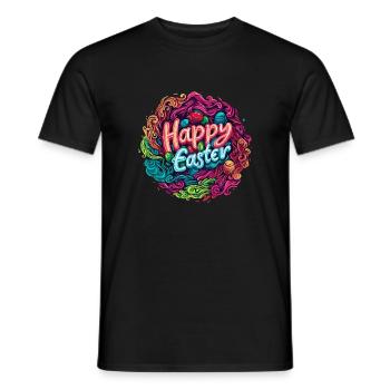 Frohe Ostern Bunte Eierjagd Osterkorb für Kinder - Männer T-Shirt - Schwarz - Vorne - AI Model Male 178 light (178cm)