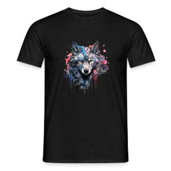 Wolf Design Wolf Head in Bright Colors Wolf Pack - Men's T-Shirt - black - Front - AI Model Male 178 light (178cm)