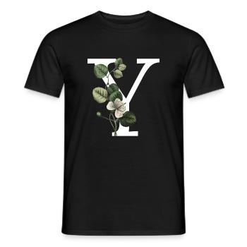 Green Botanical Y Letter - Men's T-Shirt - black - Front - AI Model Male 178 light (178cm)