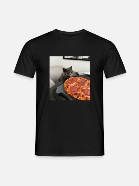 Katzenpizza-Träume - Männer T-Shirt - Schwarz