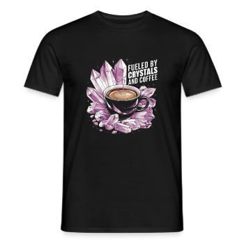 La force grâce aux cristaux et à la caféine - T-shirt homme - noir - Devant - AI Model Male 178 light (178cm)