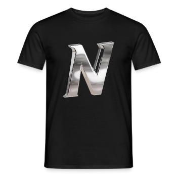 Chrome ,, N " Metallic - Men's T-Shirt - black - Front - AI Model Male 178 light (178cm)