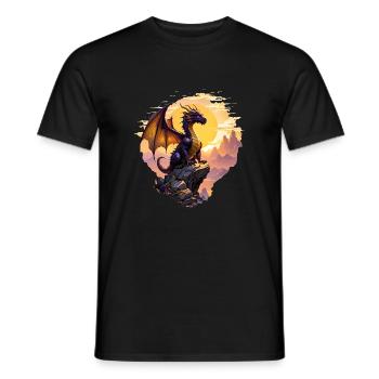 Drache im Sonnenuntergang - Männer T-Shirt - Schwarz - Vorne - AI Model Male 178 light (178cm)