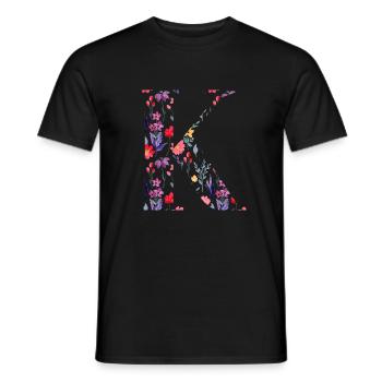 Personalisierter Blumenbuchstabe k - Geschenkidee - Männer T-Shirt - Schwarz - Vorne - AI Model Male 178 light (178cm)