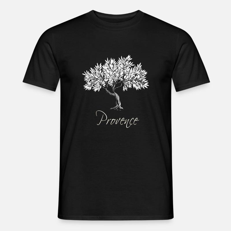 Provence white Mediterranean olive tree, chic - Men’s T-shirt - black