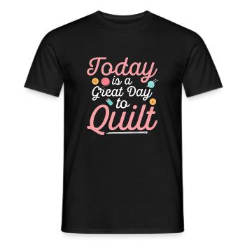 Aujourd’hui est un grand jour pour faire de la courtepointe Couture Courtepointe - T-shirt homme - noir - Devant - AI Model Male 178 light (178cm)