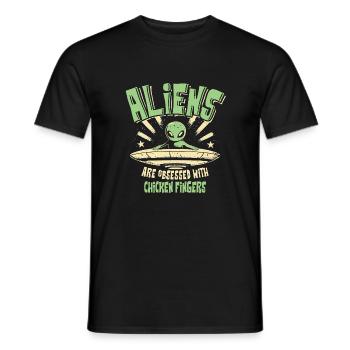 Aliens Are Obsessed With Chicken Fingers Fun - Men's T-Shirt - black - Front - AI Model Male 178 light (178cm)