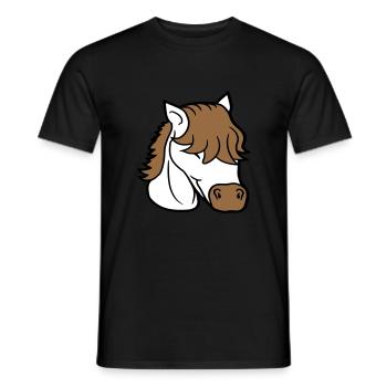 Horse Cute Long Bob Cut Hair Smiles Cute - Men's T-Shirt - black - Front - AI Model Male 178 light (178cm)