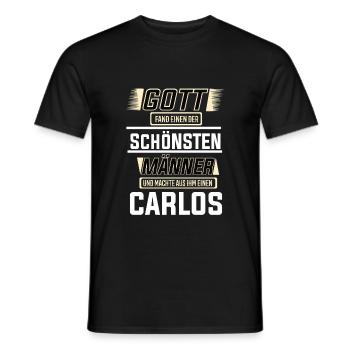 Carlos the Most Beautiful Man Shaped by God Design - Men's T-Shirt - black - Front - AI Model Male 178 light (178cm)