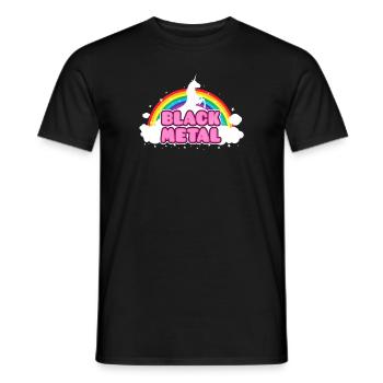 BLACK METAL - Funny / Unicorn - Rainbow - parodie - Männer T-Shirt - Schwarz - Vorne - AI Model Male 178 light (178cm)