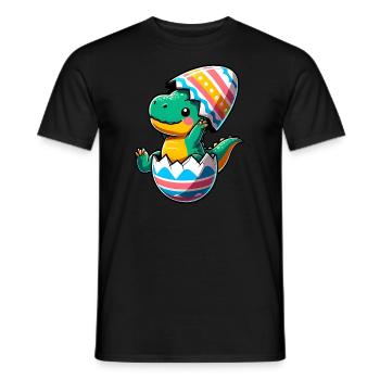 T-Rex Dino as Easter Egg, Clumsy Eggshells - Men's T-Shirt - black - Front - AI Model Male 178 light (178cm)