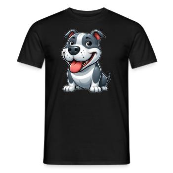 Süßer Pitbull Cartoon American Staffordshire Terri - Männer T-Shirt - Schwarz - Vorne - AI Model Male 178 light (178cm)