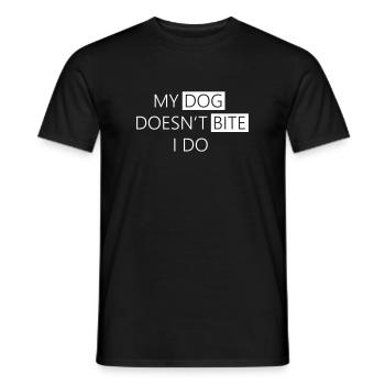 Lustiges Hunde Shirt - My dog doesn't bite - Männer T-Shirt - Schwarz - Vorne - AI Model Male 178 light (178cm)