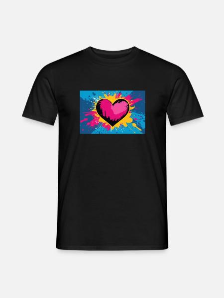 Herz Love im abstrakten Pop-Art Graffiti Style - Männer T-Shirt - Schwarz