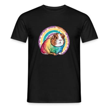 Meerschweinchen Regenbogen - Männer T-Shirt - Schwarz - Vorne - AI Model Male 178 light (178cm)