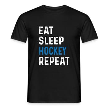 Eat Sleep Hockey Repeat Shirt Team Sport - Men's T-Shirt - black - Front - AI Model Male 178 light (178cm)