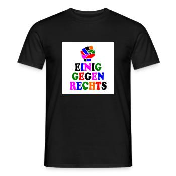 Einig gegen rechts - Männer T-Shirt - Schwarz - Vorne - AI Model Male 178 light (178cm)